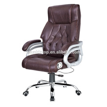 Cadeira de escritório executiva de couro alta de luxo para trás marrom